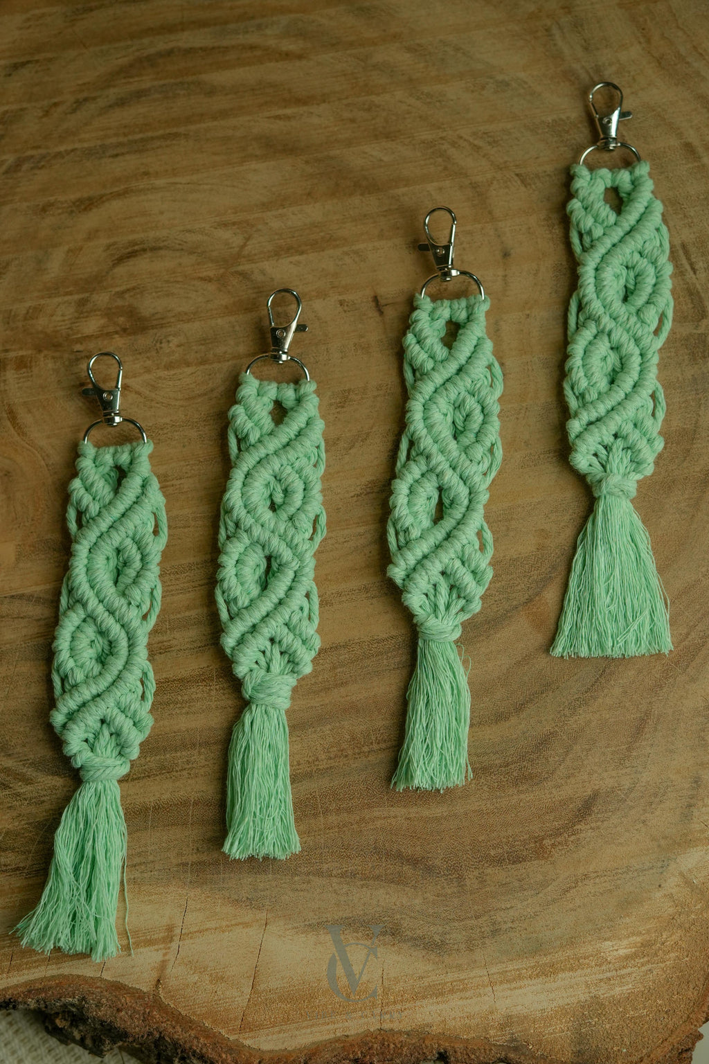 Mint Twist Macrame Keychain