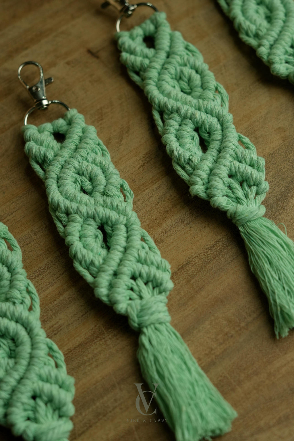Mint Twist Macrame Keychain
