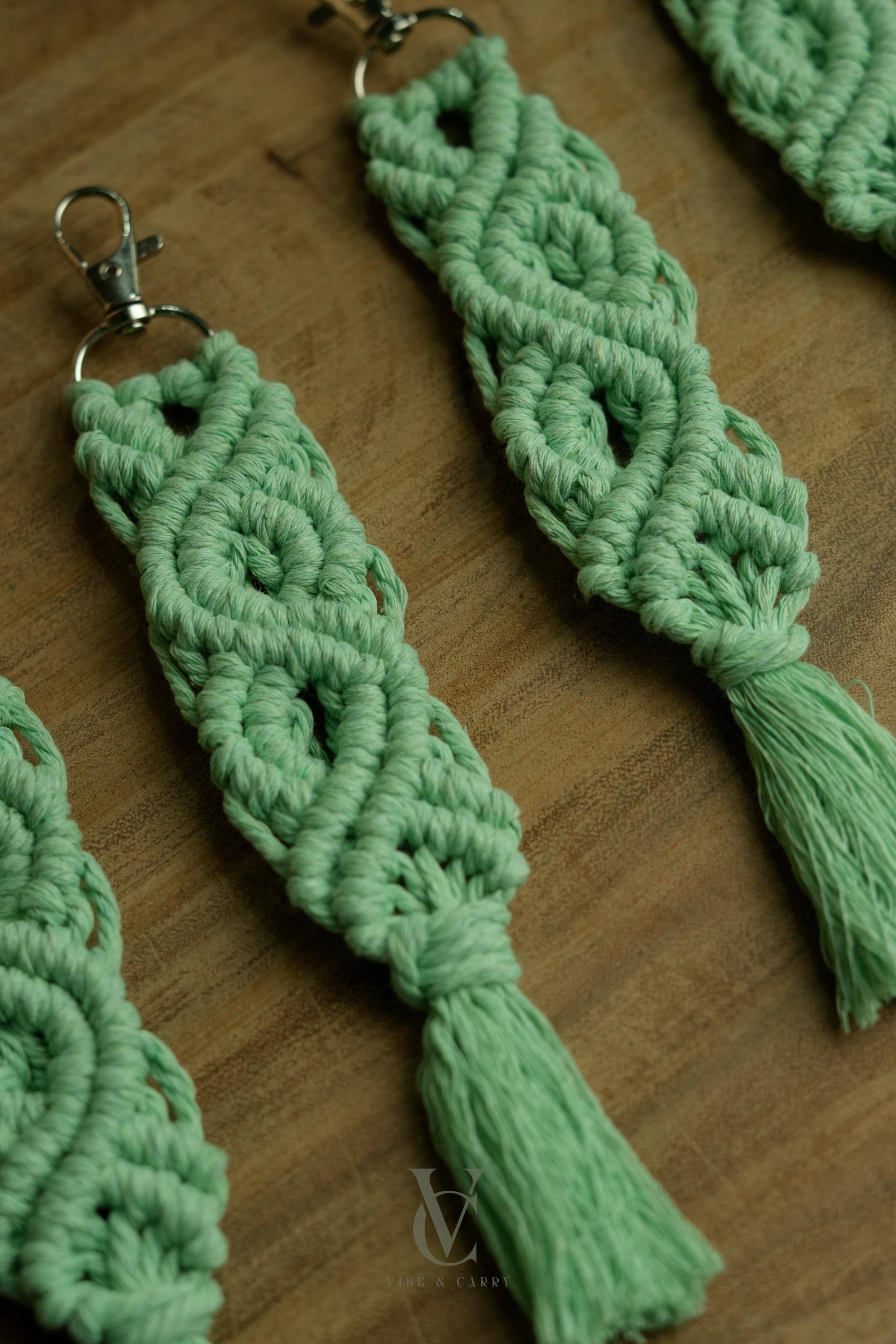 Mint Twist Macrame Keychain