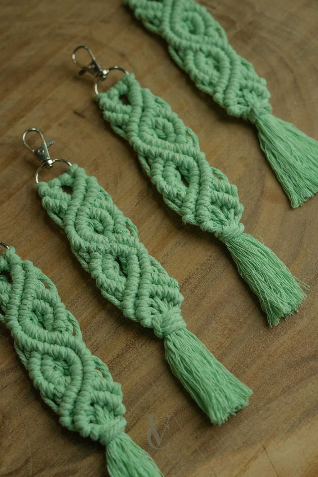 Mint Twist Macrame Keychain