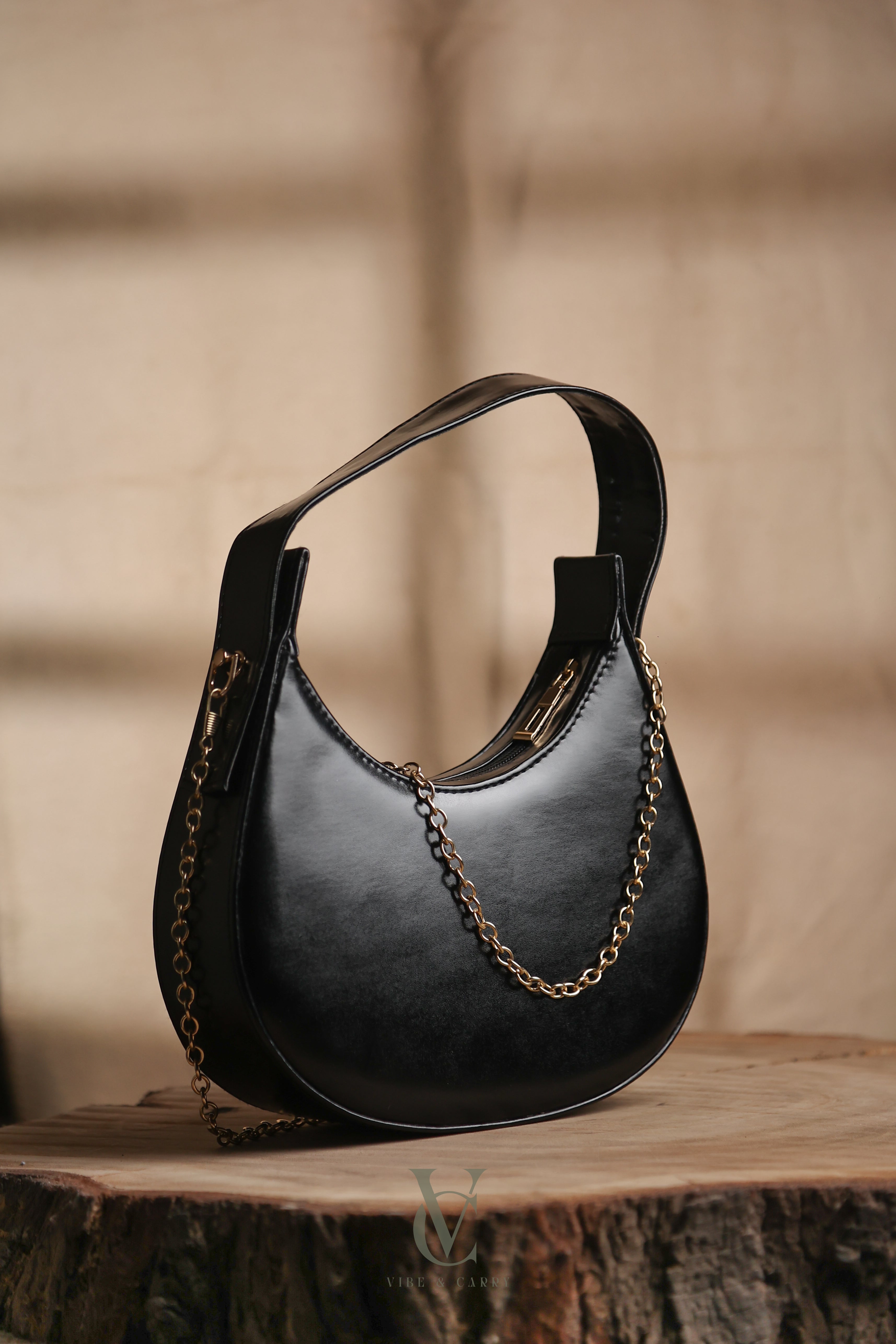 Half Moon Black Bag