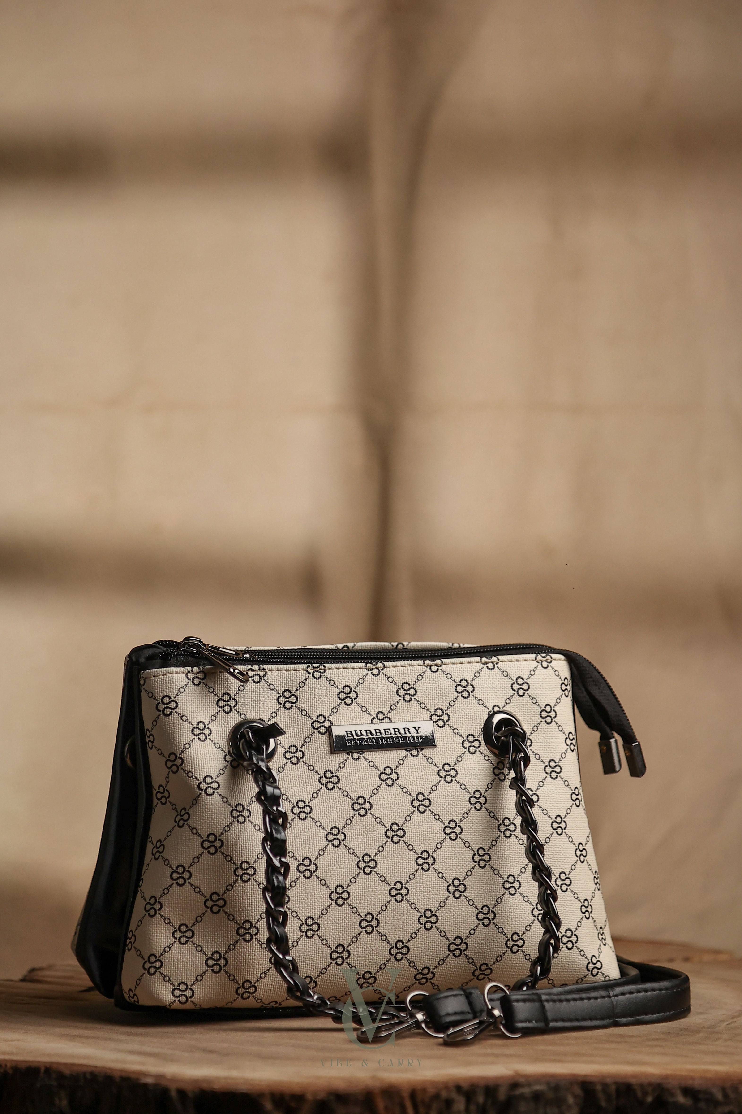 Burberry Black & Cream Dual Zip Classic