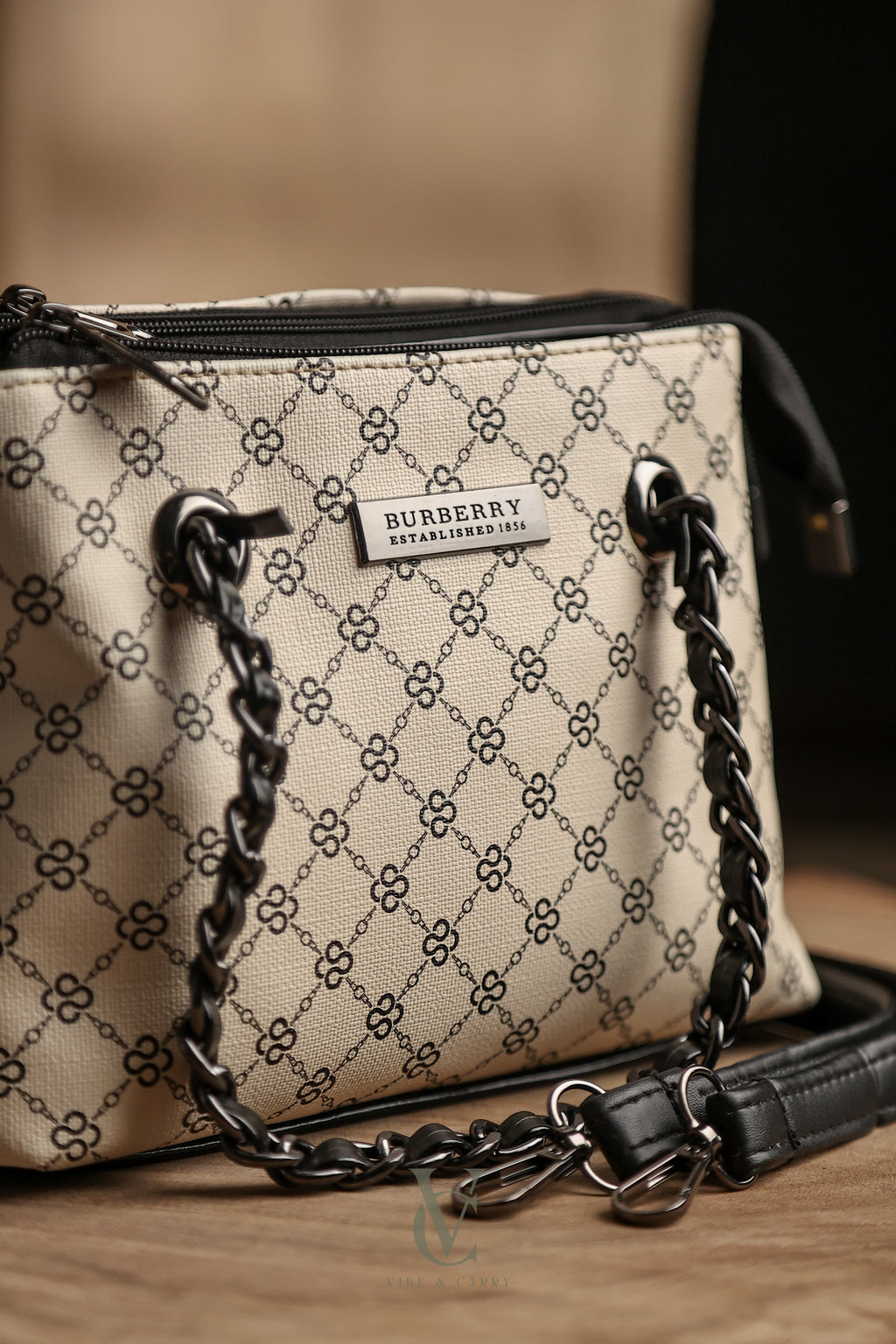 Burberry Black & Cream Dual Zip Classic