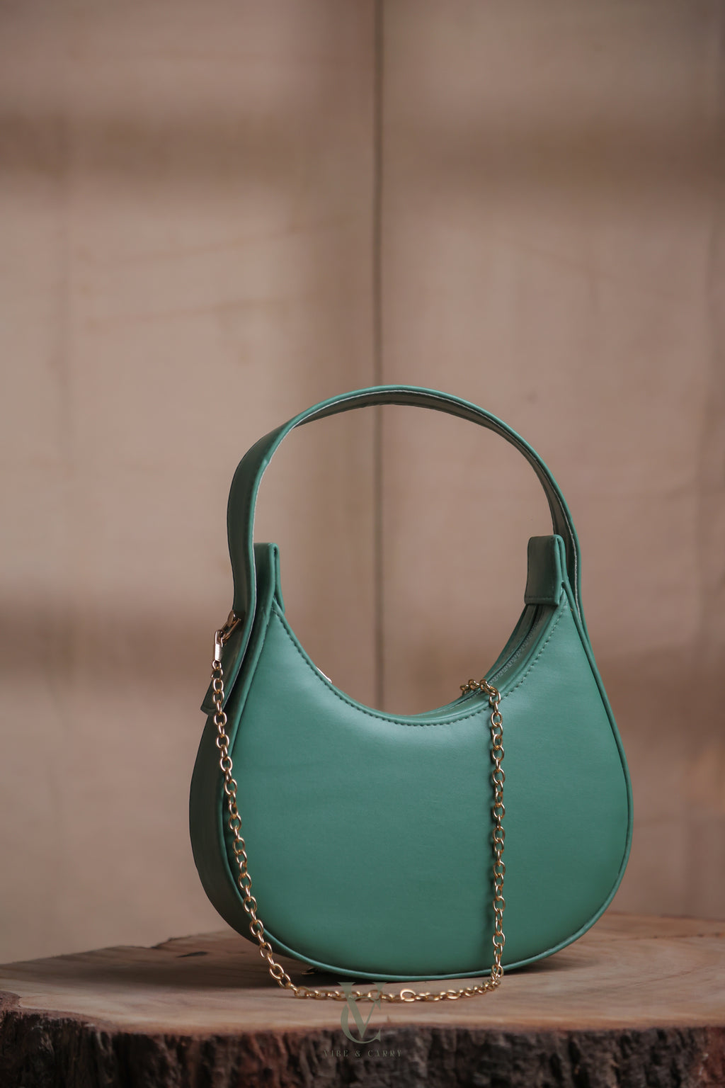 Half Moon Jade Green Bag