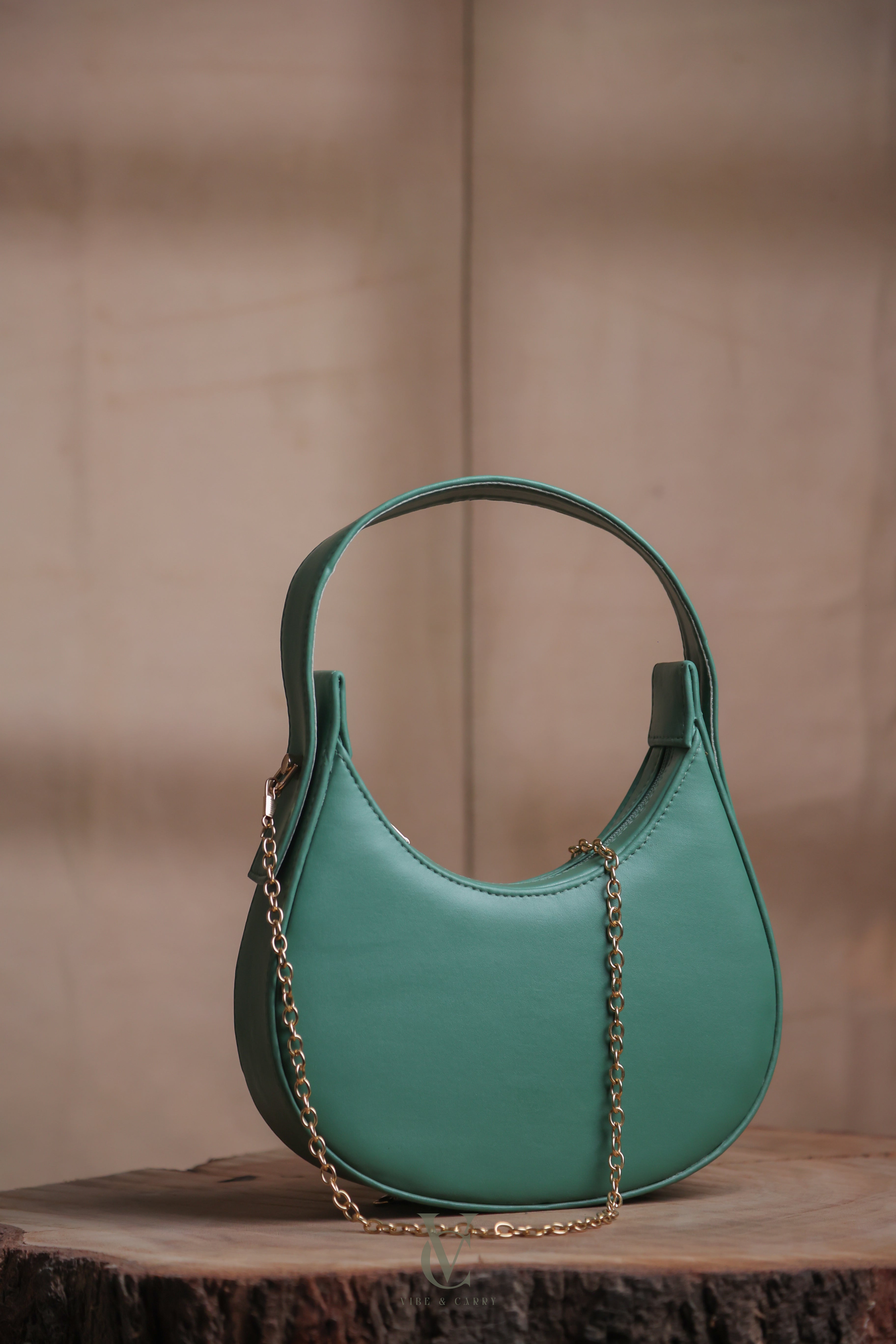 Half Moon Jade Green Bag