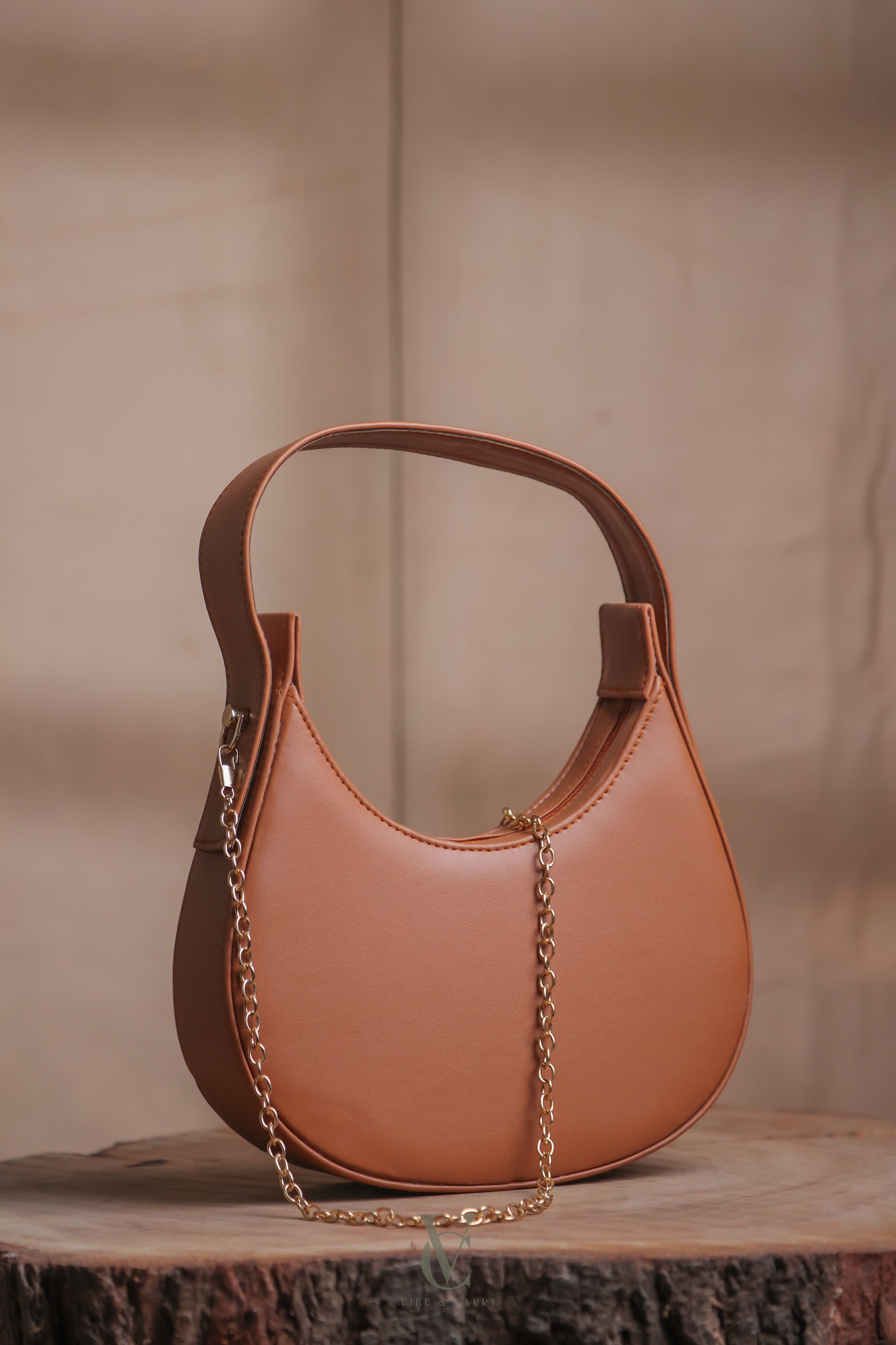 Half Moon Caramel Brown Bag
