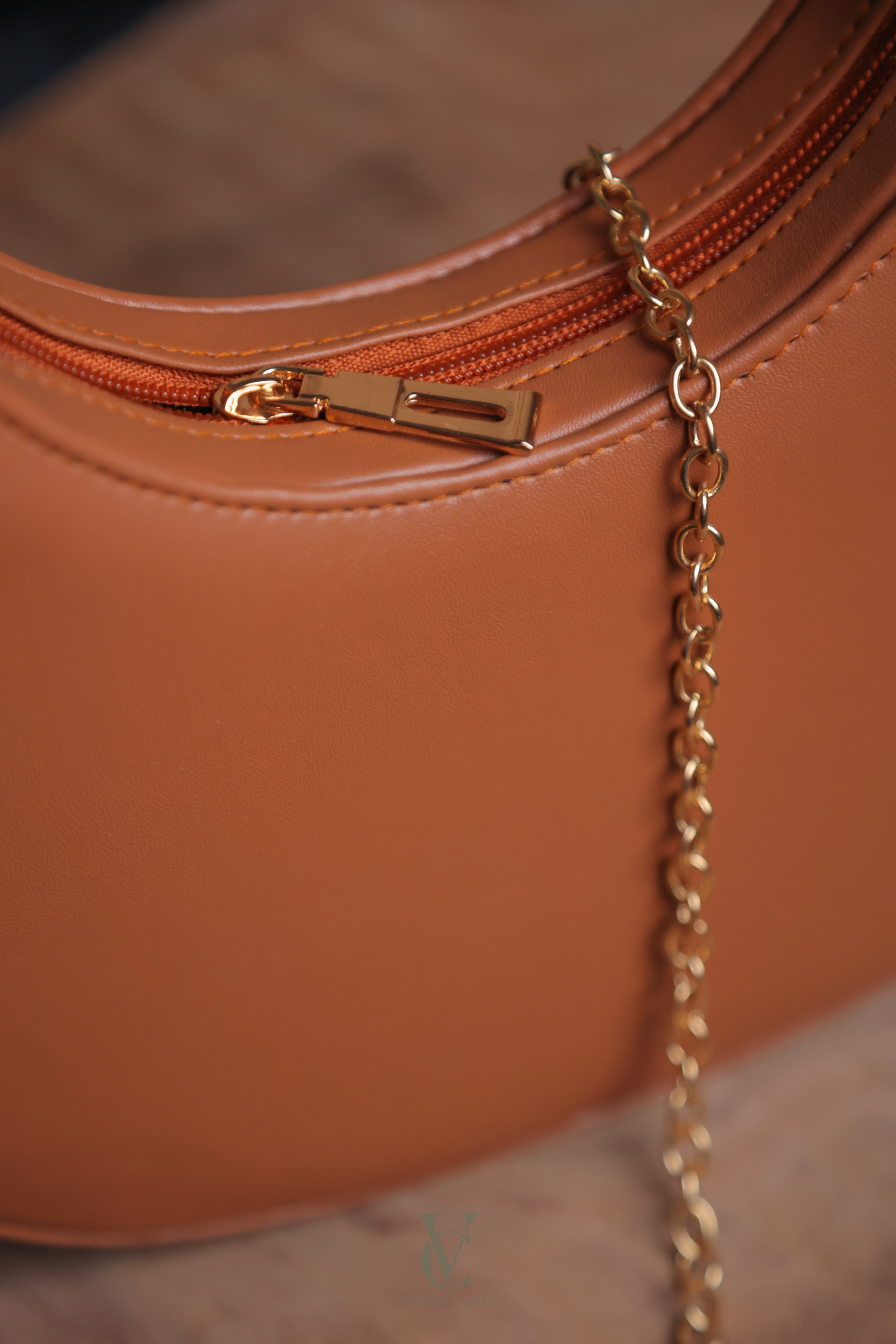 Half Moon Caramel Brown Bag