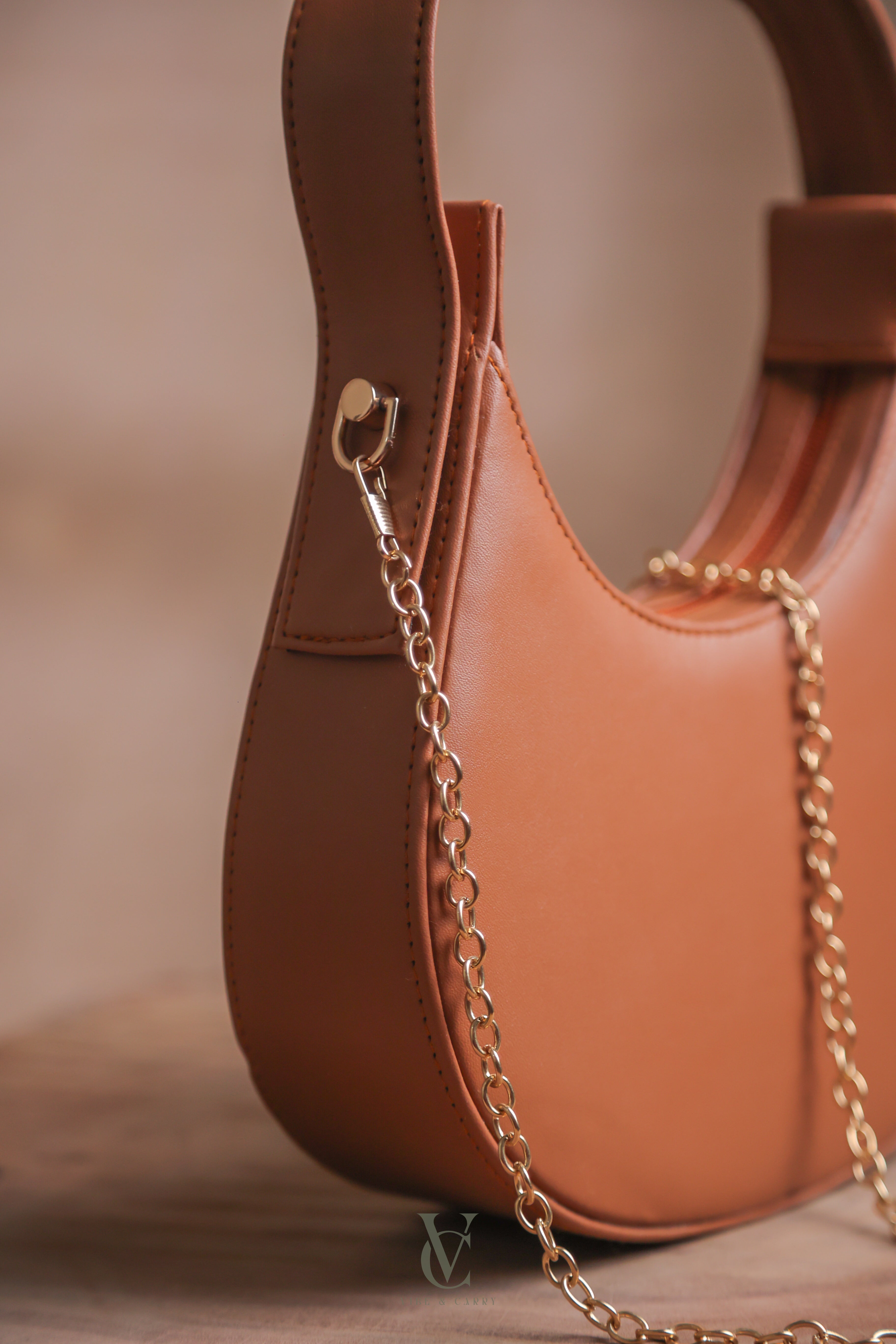 Half Moon Caramel Brown Bag