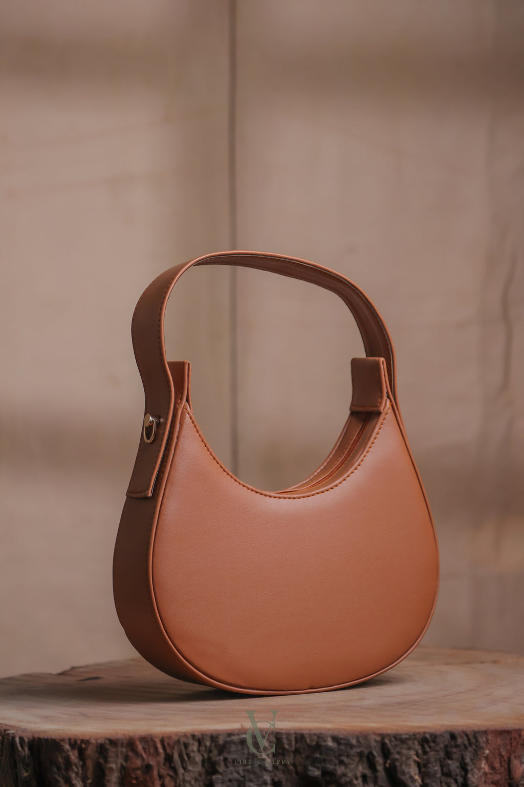 Half Moon Caramel Brown Bag