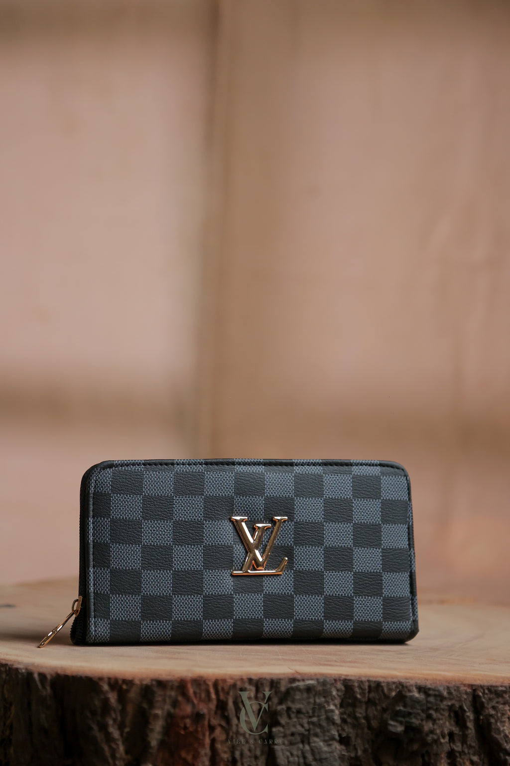LV Check Clutch Wallet Black
