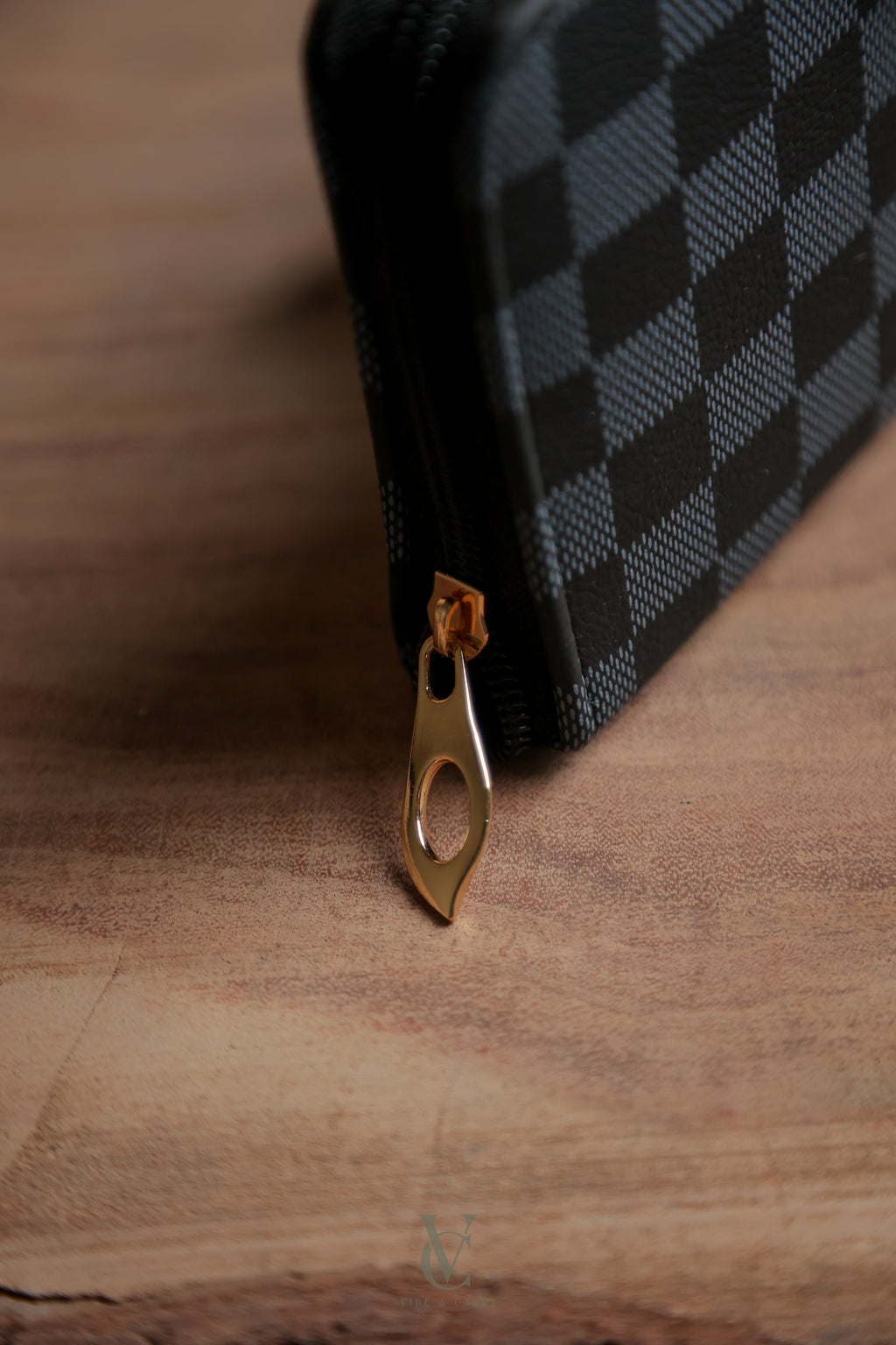 LV Check Clutch Wallet Black