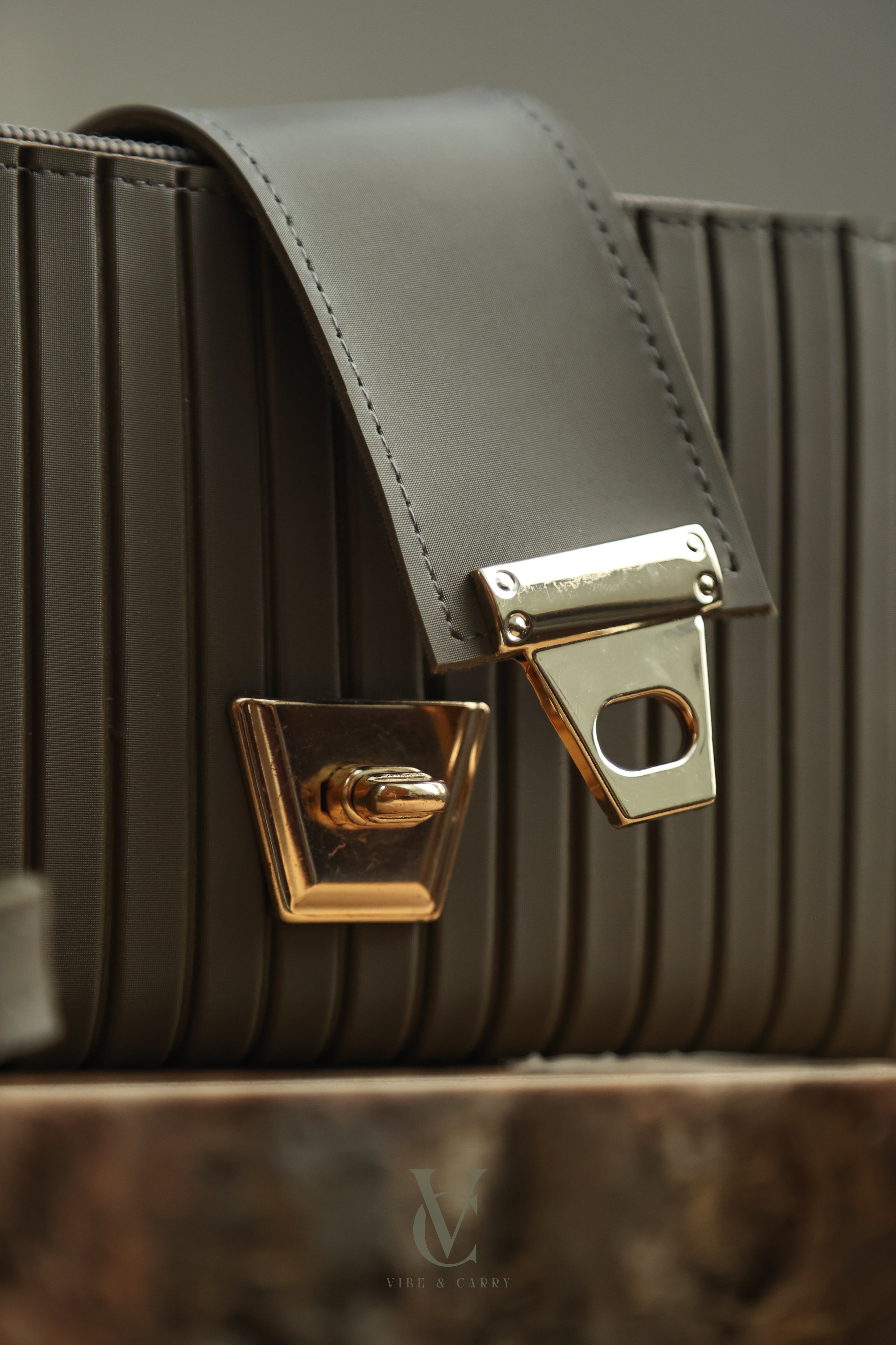 Triple Zipper Olive Clutch